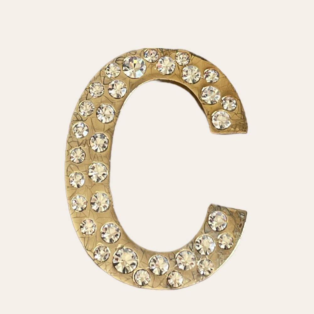 Initial C Rhinestone Brooch/Pin - Picture 4 of 4